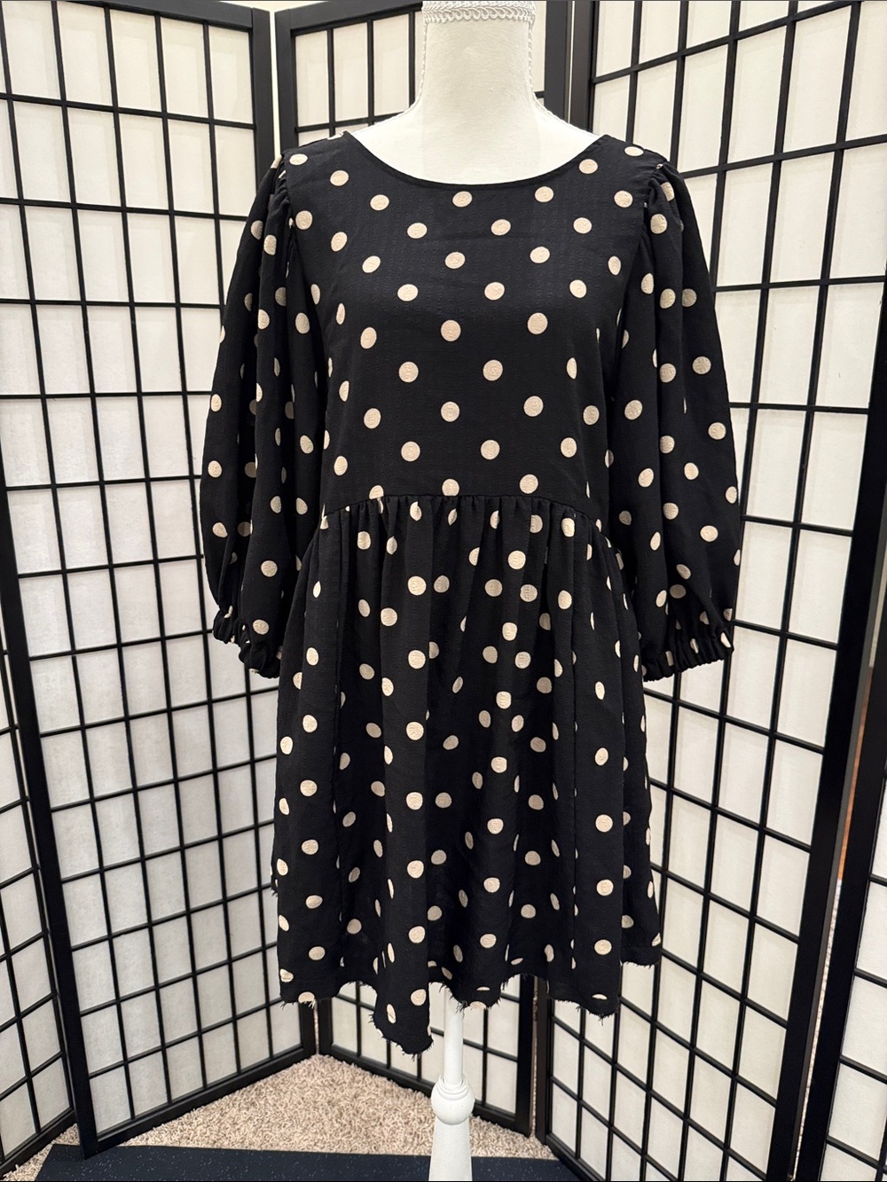 Blu Pepper Black Tunic Dress with Cream Polka Dots